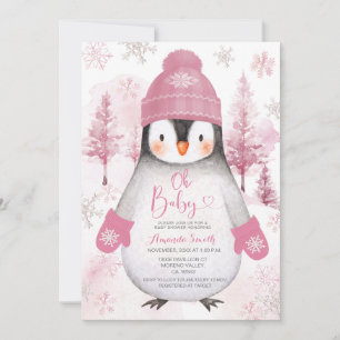 Pink Penguin gebreid Pet Sneeuwvlokken Baby shower Kaart