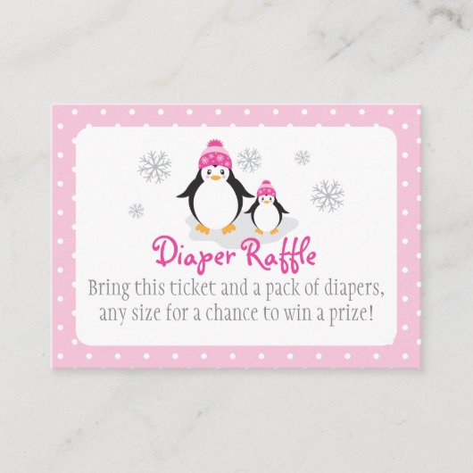 Pink Penguin Luier Raffle Ticket Informatiekaartje (Voorkant)