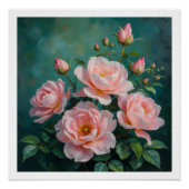 Pink Peonies Artwork on Emerald Green Perfect Poster (Voorkant)