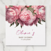 Pink Peonies Baby shower Bedankjes Labels (Achterkant)