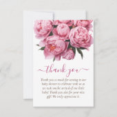 Pink Peonies Baby shower Bedankt (Voorkant)
