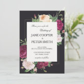 Pink peonies Budget Wedding Invitation (Debout devant)