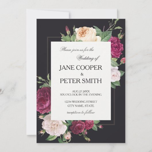 Pink peonies Budget Wedding Invitation Kaart (Voorkant)