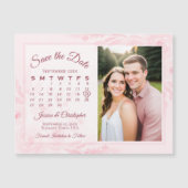 Pink Peonies Calendar & Photo Save the Date Magnet (Devant)