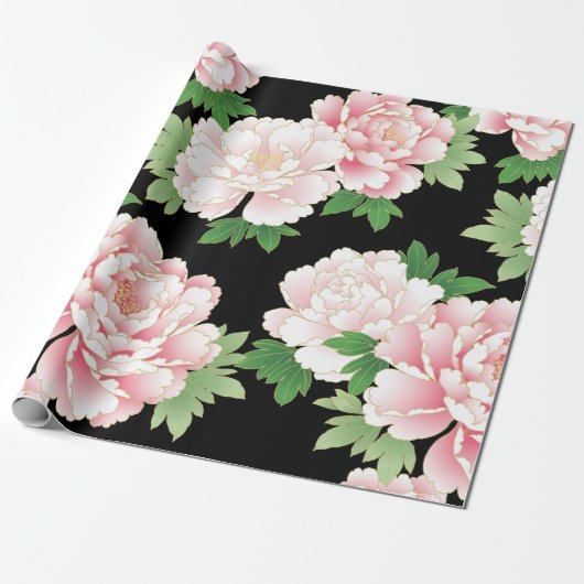 Pink Peonies  Floral Kimono Cadeaupapier (Uitgerold)
