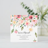 Pink Peonies Floral Moving Announement Kaart (Staand voorkant)