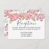 Pink Peonies floral Réception Carte d'hébergement (Devant / Derrière)