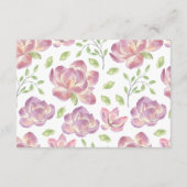 Pink Peonies floral Réception Carte d'hébergement (Dos)