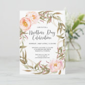 Pink Peonies Floral Wreath Moederdag Celebration Kaart (Staand voorkant)