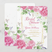 Pink Peonies Invitation Kaart (Voorkant / Achterkant)