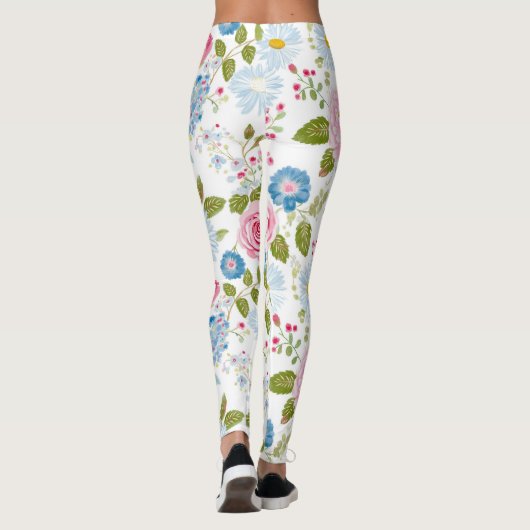 Pink Peonies Pattern Leggings (Achterkant)