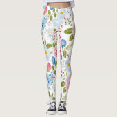 Pink Peonies Pattern Leggings (Voorkant)