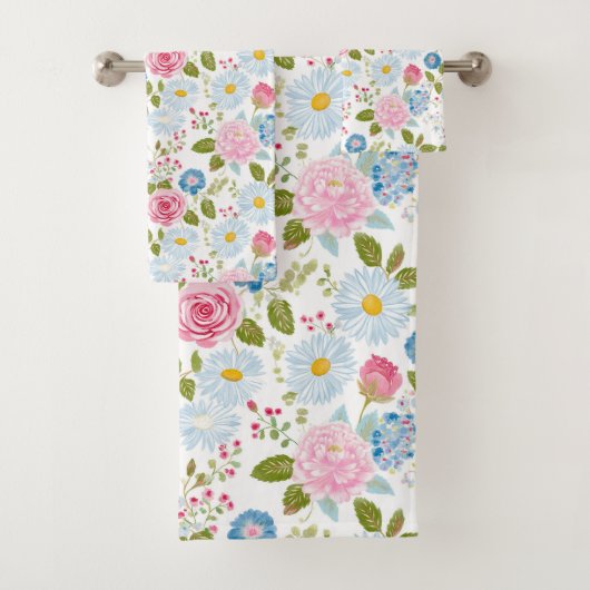 Pink Peonies Pattern Towel (En situation)