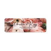 Pink Peonies Retour Adres label (Voorkant)