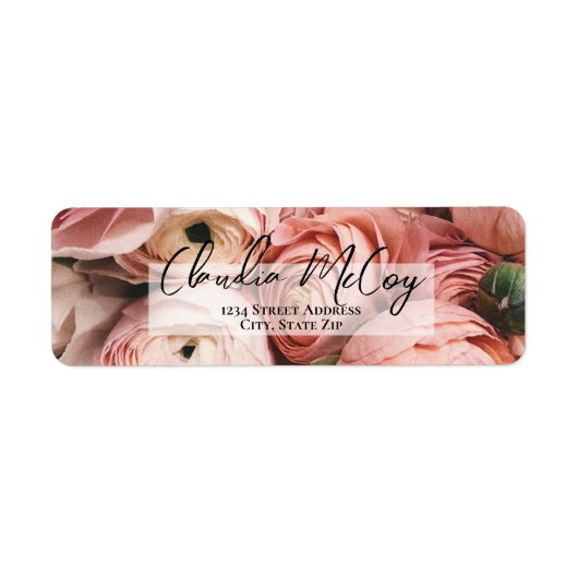 Pink Peonies Retour Adres label (Voorkant)