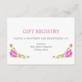 Pink Peonies Silver Wedding Gift Registry Informatiekaartje (Voorkant)