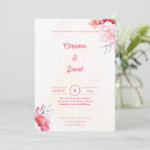 Pink Peonies Waterverf Wedding Invitations Kaart (Staand voorkant)