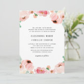 Pink Peonies Wedding Invitation Suite Kaart (Staand voorkant)