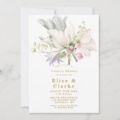 Pink Peony Anemone Gold Couples Invitation douche (Devant)