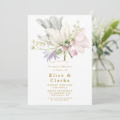 Pink Peony Anemone Gold Couples Invitation douche (Debout devant)