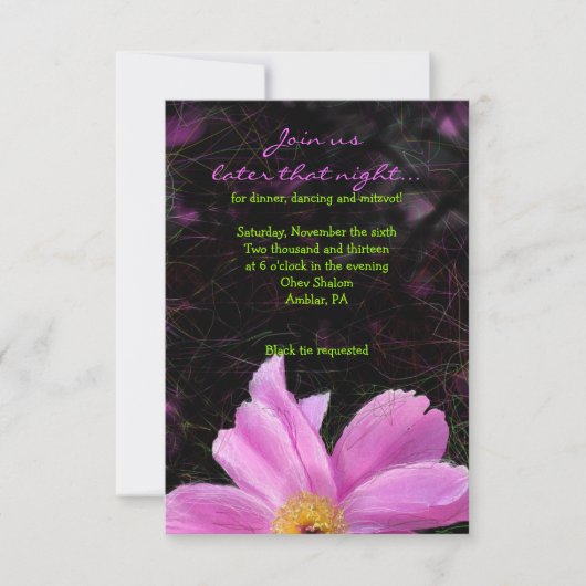 PINK PEONY Bat Mitzvah Reception Kaart (Voorkant)