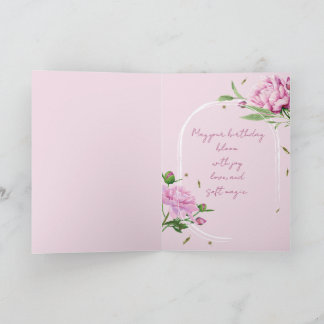 Pink Peony Birthday Folded Greeting Card Kaart