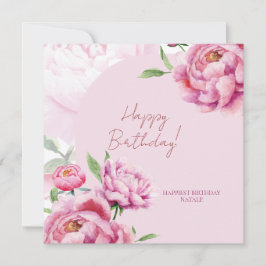 Pink Peony Birthday Folded Greeting Card Kaart