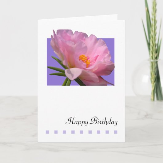 Pink Peony Birthday Wenskaart Kaart (Voorkant)