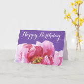 Pink Peony Bonne Carte de voeux d'anniversaire (Fleur jaune)