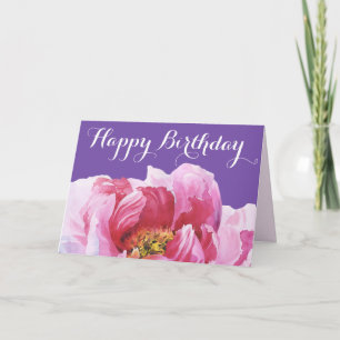 Pink Peony Bonne Carte de voeux d'anniversaire