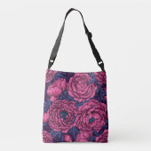Pink peony bouquet crossbody tas (Achterkant)