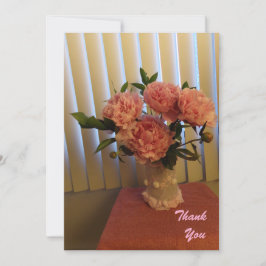 Pink Peony Bouquet Flat Thank You Card Bedankkaart