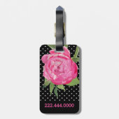 Pink Peony Custom Bagagelabel (Achterkant verticaal)