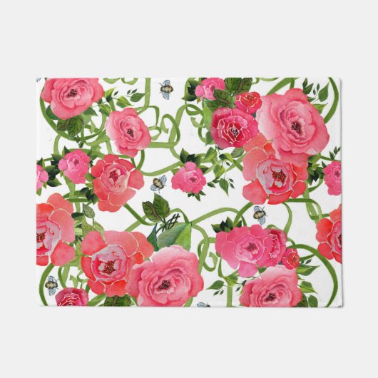 Pink Peony Doormat Deurmat (Voorkant)