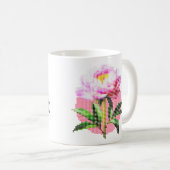 Pink Peony Dot Mosaic Flower Koffiemok (Voorkant rechts)