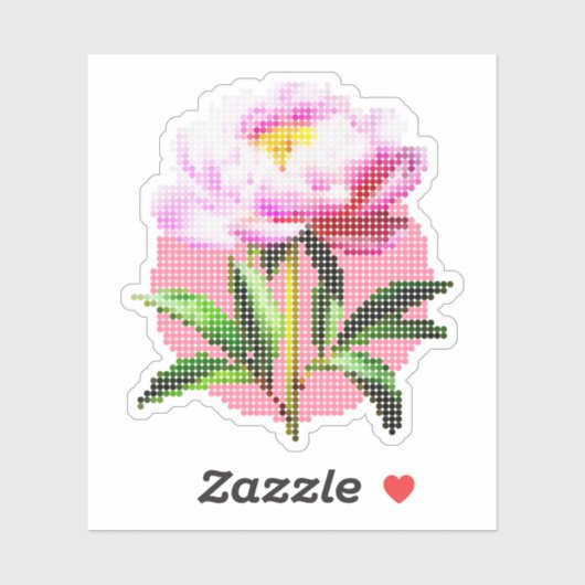 Pink Peony Dot Mosaic Flower Sticker (Vel)