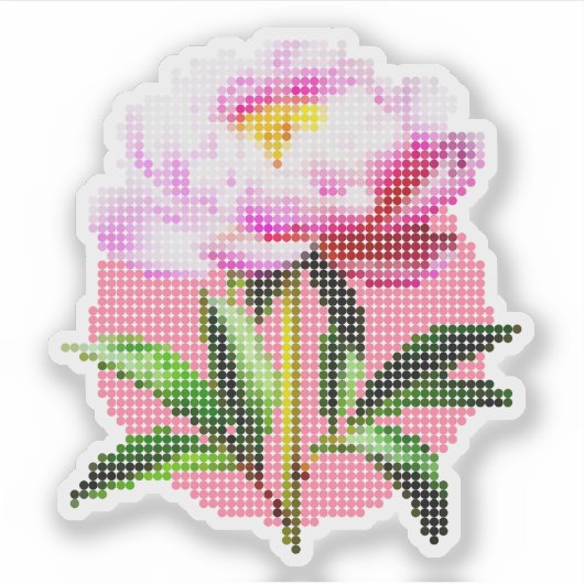 Pink Peony Dot Mosaic Flower Sticker (Voorkant)