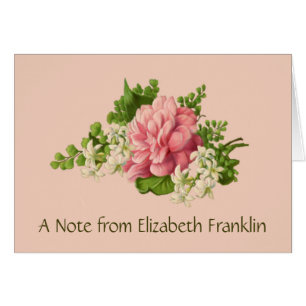 Pink Peony en White Jasmine, Blank Notecard