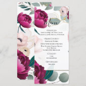 Pink Peony Eucalyptus Garden Floral Glam Menu (Devant / Derrière)