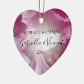 Pink Peony First Kerstmis Samen Keramisch Ornament (Links)