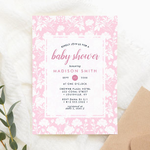 Pink Peony Floral Baby shower Kaart