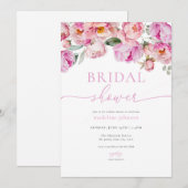 Pink Peony Floral Bridal Shower Kaart (Voorkant / Achterkant)