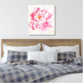 Pink Peony Floral Canvas Afdruk (Insitu (Slaapkamer))