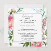  Pink Peony Floral Celebration of Life Kaart (Voorkant)