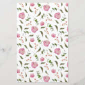 Pink Peony Floral Custom Stationery Briefpapier (Achterkant)