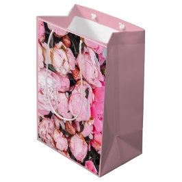 Pink Peony Floral Design Medium Cadeauzakje
