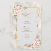 Pink Peony Floral Gold Script & Lijst Weddenschap  (Voorkant / Achterkant)