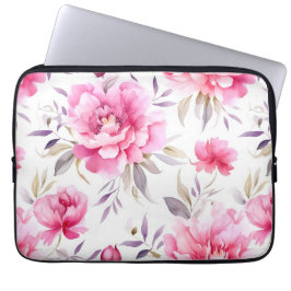 Pink Peony Floral Laptop Sleeve