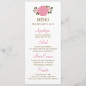 Pink Peony Floral Menu Mariage (Devant)