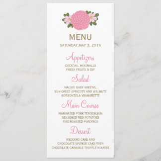 Pink Peony Floral Menu Mariage